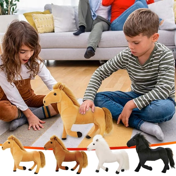 Viflosae Stuffed Animals for Girls Christmas Ornaments Christmas Gift for Men Simulated Horse Doll Toy White Horse Brown Horse Christmas Gift Sofa Furniture Decoration