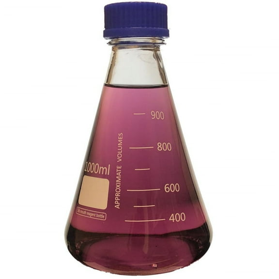 1000ml Glass Media Storage Bottles, Conical, with GL45 Screw Cap, Karter Scientific, 254C3 (Single)