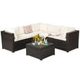 thumbnail image 3 of Costway  6PCS Patio Rattan Furniture Set Sectional Cushioned Sofa Deck Beige, 3 of 10
