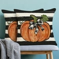 thumbnail image 3 of Fall Decor Pillow Covers 18x18 Set of 2, Black Stripes and Orange Pumpkin Pattern Decorative Throw Pillows Linen Autumn Thanksgiving Cushion Pillow Covers for Sofa Couch Outdoor Decor, 3 of 6