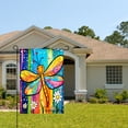 thumbnail image 2 of Amhnf Colorful Dragonfly Garden Flag With Rainbow Background And Daisies For Home Outdoor Garden Yard Decor 12x18 inch, 2 of 5