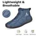 thumbnail image 2 of Mens Casual Leather Boots Vintage Lace Up High Top Bare Boots Lightweight Non-Slip Driving Flat Shoes Blue 10.5 US, 2 of 7