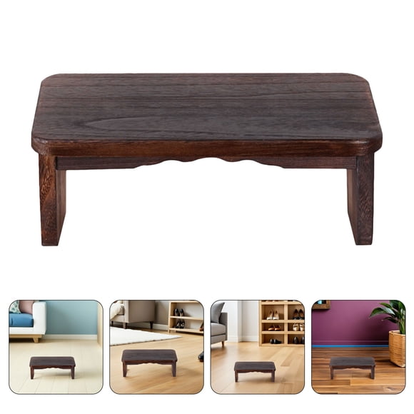 SOPOTUTU Portable Solid Wood Meditation Bench Coffee Finish for Home Temple Kneeling and Prayer
