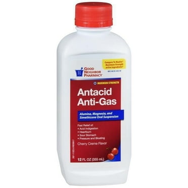 GNP Antacid Anti-Gas, Maximum Strength, Cherry Flavor - 12 oz