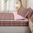 thumbnail image 5 of Manfei Vintage Grid Zipper Full Size Comforter Sets with Fitted Sheet and 2 Pillowcases,Modern Check Zipper Bedding Set,Pink Green,Pink Reversible,4pcs, 5 of 8