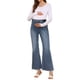 thumbnail image 2 of INSPIRE CHIC Pantalones de maternidad de mezclilla para mujer, corte acampanado, elásticos, de tiro medio, con dobladillo deshilachado, pantalones de embarazo, jeggings 2XL gris azul, 2 of 6