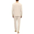 thumbnail image 5 of Dwelliawo Men's Viscose Pajamas Set Henley Neck Long Sleeve Tee and Pants Pockets Two Pieces Lounge Pj Loose Comfy Solid Trendy 2025 Fall Sleepwear Set Champagne S, 5 of 9
