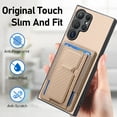 thumbnail image 5 of SaniMore for Samsung Galaxy S23 Ultra Case, PU Leather Carbon Fibre Anti-scratch Adjustable Stand Card Slots [RFID Blocking] Shockproof Anti-fall Anti-fingerprint Wallet Shell for Men Women, Khaki, 5 of 10