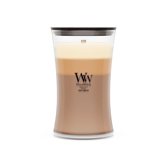 WoodWick Medium Hourglass Trilogy Scented Candle, Café Sweets, 9.7 oz