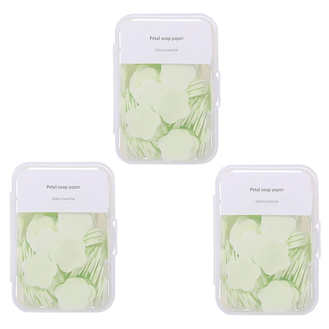 300 hojas de jabón portátiles para lavar las manos, mini hojas de jabón perfumadas, jabón soluble desechable para viajes al aire libre, camping, senderismo (verde)
