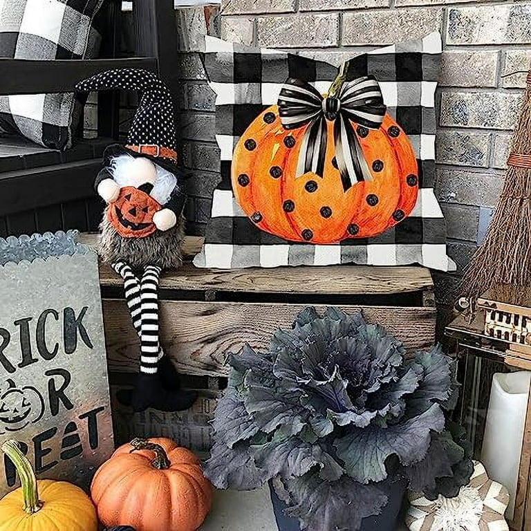 Halloween Pillows Covers 18x18 Set of 4 for Fall Decorations Black Cat Ghost Candy Corn Trick or Treat Spooky Black Decorative Throw Pillow Cases Indoor Outdoor Decor Walmart
