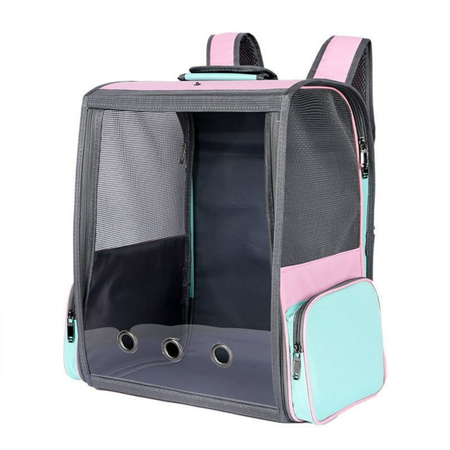 Mochila para gatos, elegante, linda, ligera, portátil, de viaje, de malla, transpirable, para gatos, gatitos, cachorros, rosa transparente