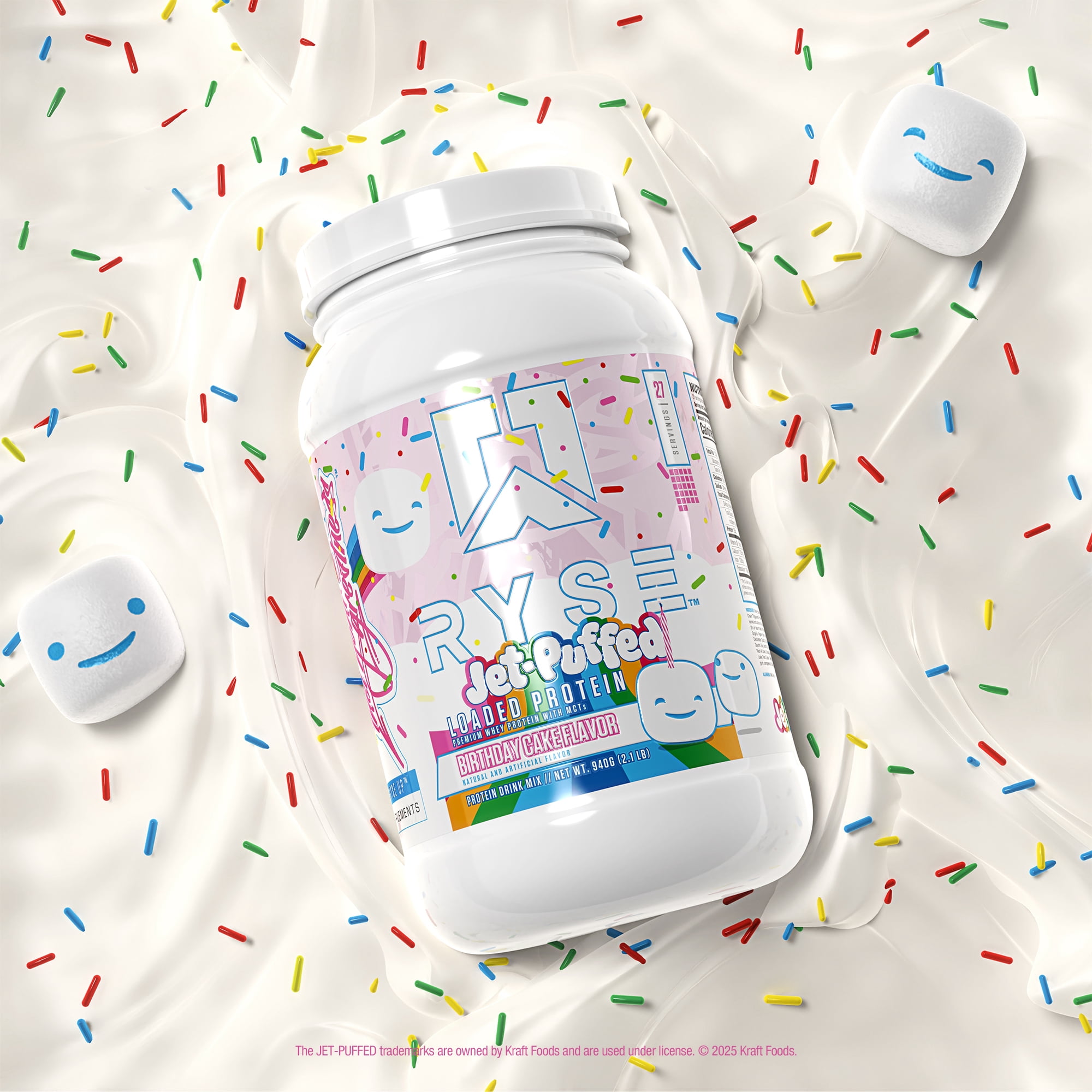 RYSE Loaded Protein Powder - Jet-Puffed Birthday Cake - 27 Servings