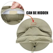 Mens Sun Hat with Neck Flap, Wide Brim Fishing Safari Hiking Hat, UPF 50+ Protection, Adjustable Chin Strap