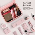 thumbnail image 4 of Bolsa de maquillaje transparente con cremallera, estuche de viaje para cosméticos, organizador de belleza para mujeres y niñas, kits de bolsa de maquillaje de piel Saffiano resistente con ventanas tr Namotu CRMR-ST25, 4 of 6