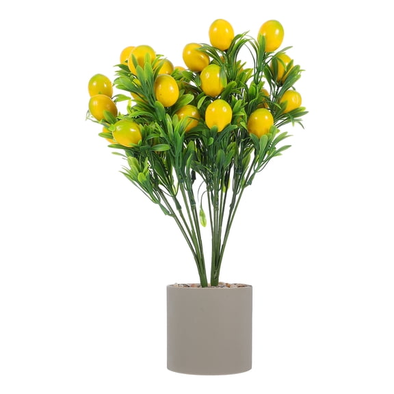 Raindrops Fake Lemon Tree Artificial Fruit Potted Plant Realistic Decorative Plastic Citrus For Home Garden Desk Kitchen Office Living Room Table Bedroom Bathroom Party Decoration