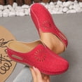 thumbnail image 4 of Womens Orthopedic Sandals Hollow out Mules Closed Round Toe Slip on Summer Slides Comfortable Platform Low Wedge Walking Shoes Red Size 7, 4 of 6