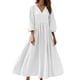 thumbnail image 1 of Mujeres Vestido Casual Suelto Y Casual Tres Cuartos de Mangas Cuello en V Vestido de Lino Mujeres, 1 of 8