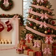 thumbnail image 6 of Bfogop Christmas Ribbon Wired 6.5FT Pink Christmas Tree Ribbon Garland with Gold Edge Ribbon for Wreaths Tree Toppers Crafts Home Decor Gift Wrapping for Crafts, Home Decor, 6 of 7