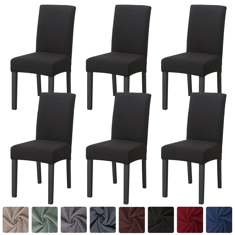 Large Size High Back Strench Knitted Dining Chair Covers Set of 6 Camel, 6 Pack Elastic Kitchen Chair Slipcovers Removable Nonslip for Hotel Dining Room Ceremony Banquet Wedding Party