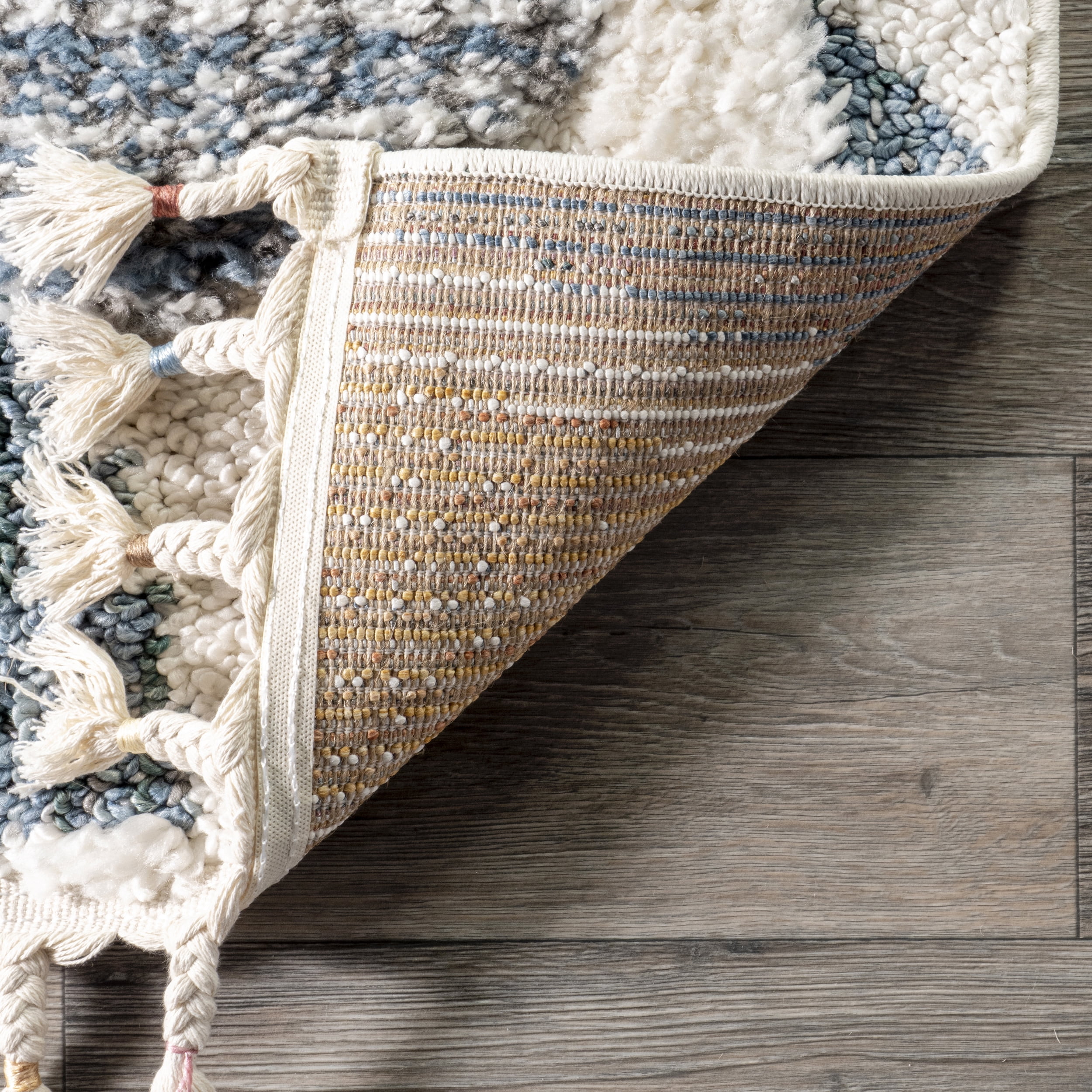 nuLOOM Chaya Abstract High/Low Kids Tassel Area Rug, 5' 3" x 7' 6", Ivory