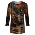 thumbnail image 6 of IYYVV Funny Graphic tees for women Pumpkin Ghost Bats Spiders Halloween Costumes Crewneck 2026 Shirts 3/4 Sleeve T-Shirts Black XL, 6 of 8