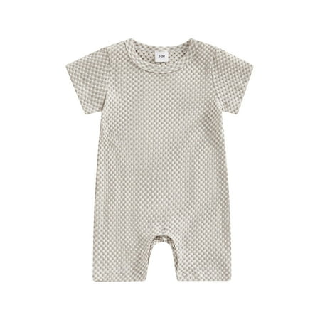 

Bslissey Baby Girls Boys Jumpsuit Shorts Infant Short Sleeve Crew Neck Plaid One Piece Rompers 3M 6M 9M 12M 18M Newborn Casual Summer Playsuit