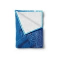 thumbnail image 2 of Nautical Soft Flannel Fleece Throw Blanket, Underwater Sharks Old Ship Compass Windrose Deep Water Bubbles Illustration, Cozy Plush for Indoor and Outdoor Use, 60" x 80", Blue White, by Ambesonne, 2 of 5