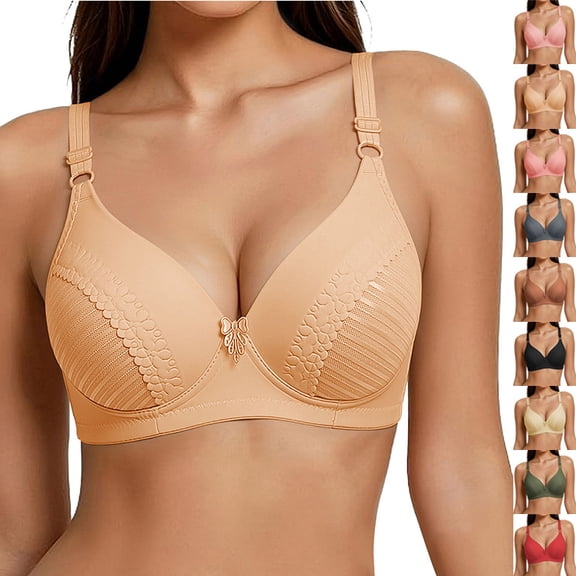Byworldtasic Women's Wireless Lace Trim Bra Non‑Padded Soft Cup Everyday Comfort Bralette Adjustable Straps Bra