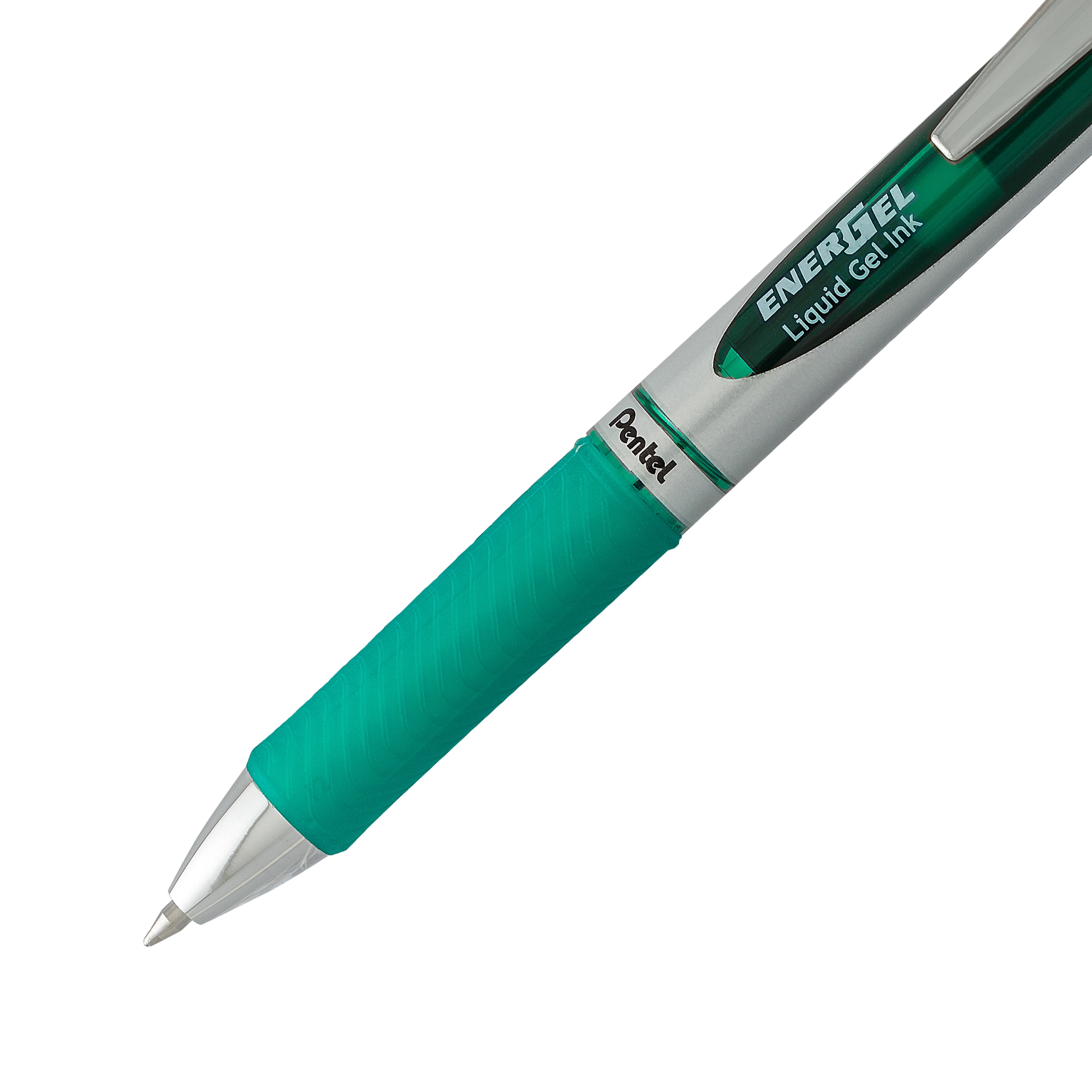Pentel EnerGel RTX Retractable Gel Ink Pen, (0.7mm) Metal Tip, Medium Point, Green Ink, Box of 12 Pens