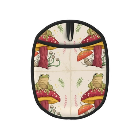 

Pofeuu Frog Sitting On Mushroom Print Silicone Pot Mat Mitten With Hanging Loop Heat Resistant Oven Mitts Non-Slip Bbq Baking Smoking Potholders
