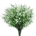 thumbnail image 1 of Xiao Hua 8 manojos de flores artificiales de lavanda para exterior, arbustos de plástico anti-UV, decoración colgante para interior y exterior, 7 puntas (blanco), 1 of 5