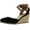 Black/Dark Tan, variant on Soda Womens Request Closed Toe Espadrille Wedge Sandal in Black Dark Tan Linen