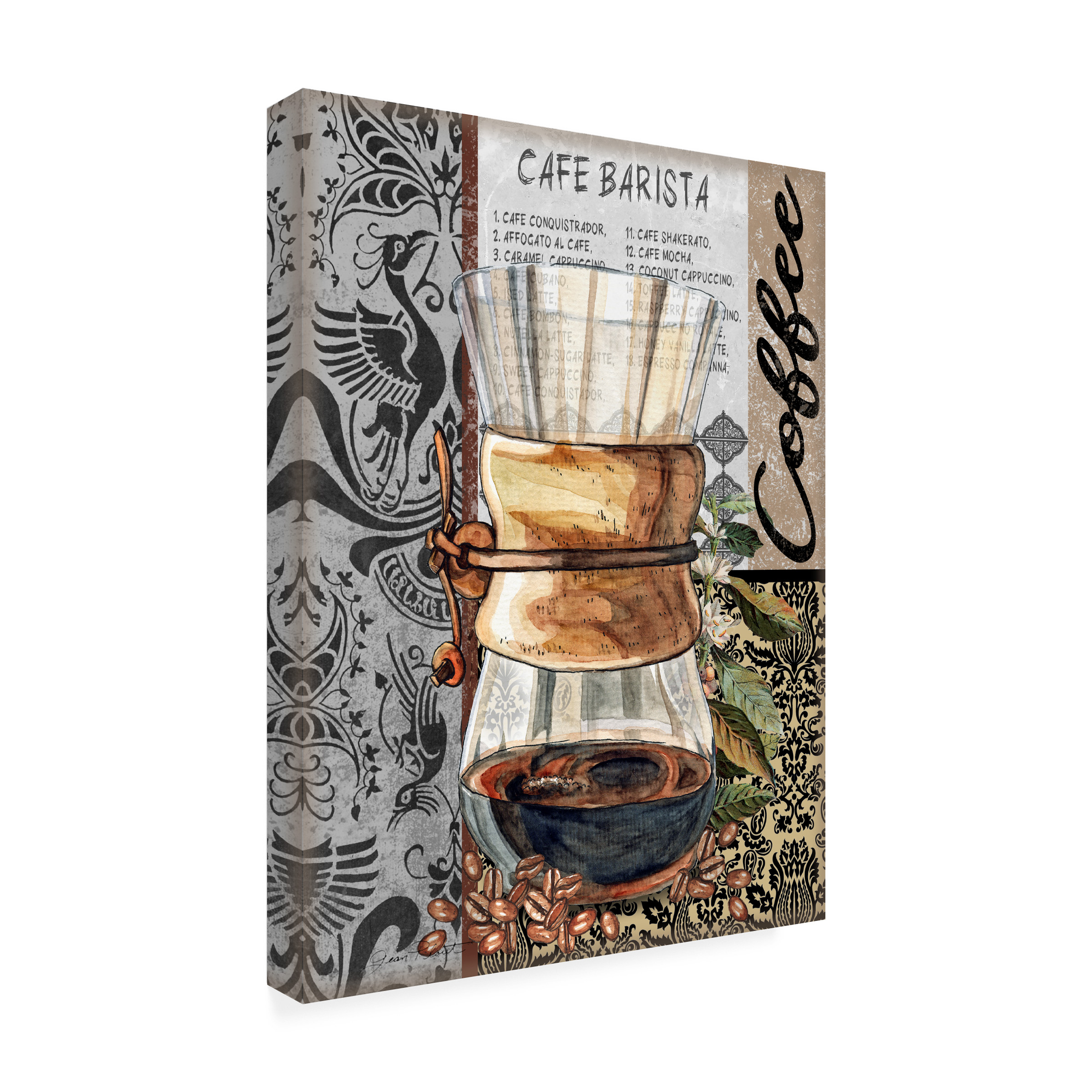 Canvas Wall Art - Jean Plout 'Coffee Art C' Wall Art for Living Room, Bedroom, or Office DÃ©cor by Trademark Fine Art - 35 x 47 Inches