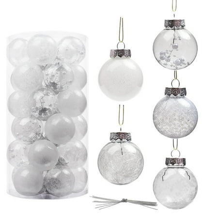 

Eastshop 30Pcs 6cm Hanging Pendant Transparent Surface High Visibility Glossy Sequins Riband Decorations Ornamental Christmas Tree Decoration Accessory Hanging Christmas Ball Ornaments for Party
