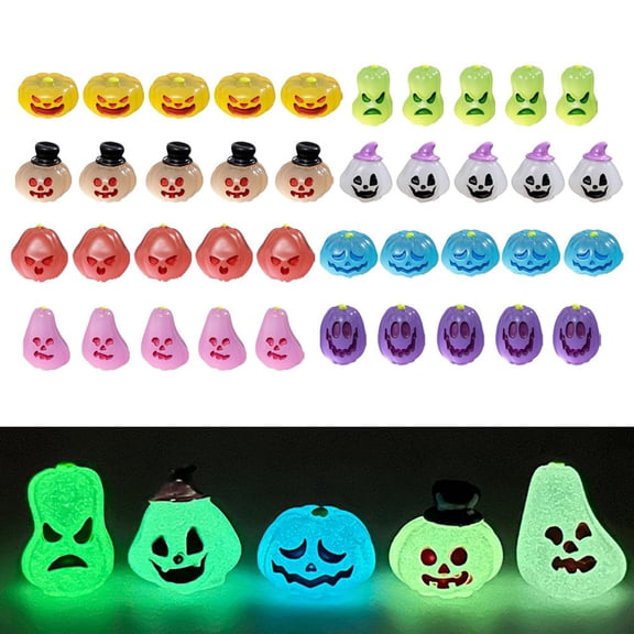 40 Pcs Halloween Mini Pumpkin Figures, Tiny Resin Pumpkin Figurines Bulk for Dollhouse, Fairy Garden, Tiered Tray Decor and Party Favors