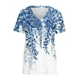 thumbnail image 4 of PENGXIANG Hauts pour Femmes Mode Décontractée Imprimé Col en V Manches Courtes T-shirt Imprimé Bleu G, 4 of 5