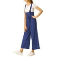 thumbnail image 5 of Allegra K Women's Button Front High Waist Belted Straight Fit Overall Jumpsuit, 5 of 7
