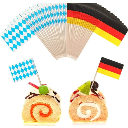 300 Pieces Oktoberfest Bamboo Toothpicks Flags Blue and White Bavarian ...