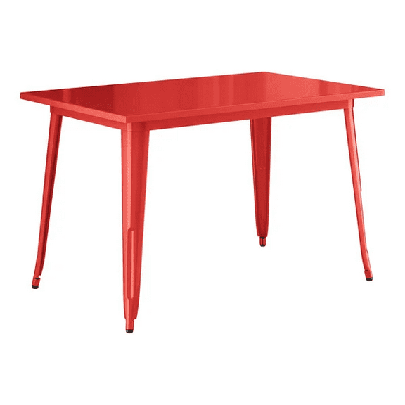 30'' X 48" Rectangular Red Metal Restaurant Patio Dining Table For Indoor or Outdoor Use