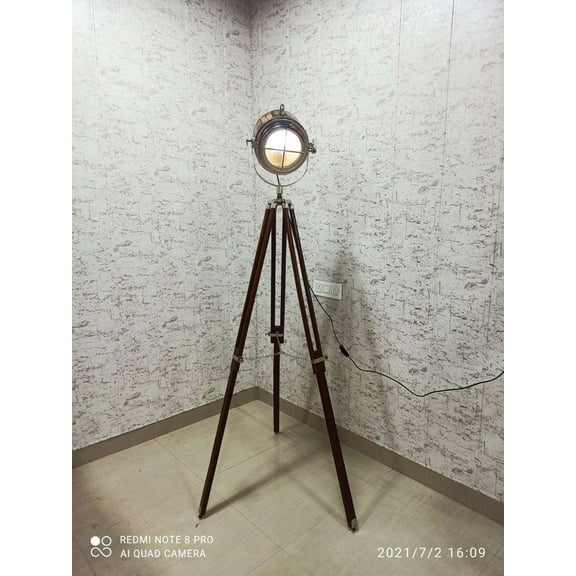 Photographer's Wooden Tripod Floor Spotlight, Wooden Floor Searchlight for Living Room, Photo shoot, Bedroom, Office