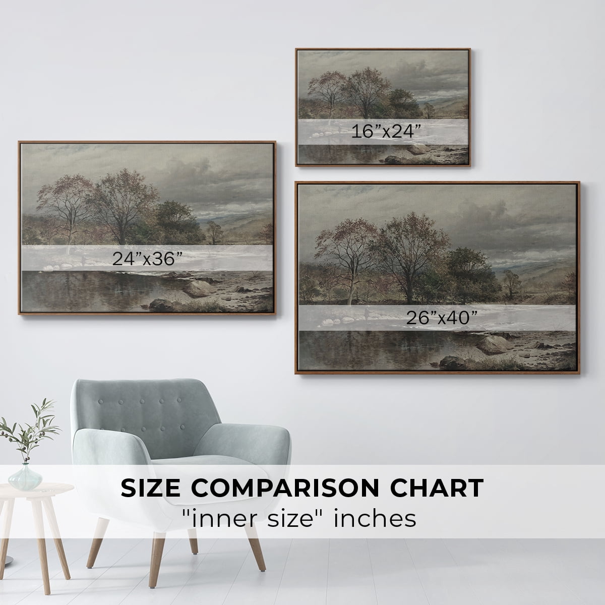 Vintage Landscape-XXV By Wexford Home Framed in Walnut Wood Gallery Wrapped Canvas 27 in. x 41 in.