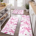 thumbnail image 2 of Pink Breast Cancer Kitchen Rugs Sets Of 3,Kitchen Runner Rugs Non Skid Washable,Decorative Kitchen Floor Mats for Kitchen,Sink,Laundry,17"x30"+ 17"x47" + 17"x59", 2 of 6