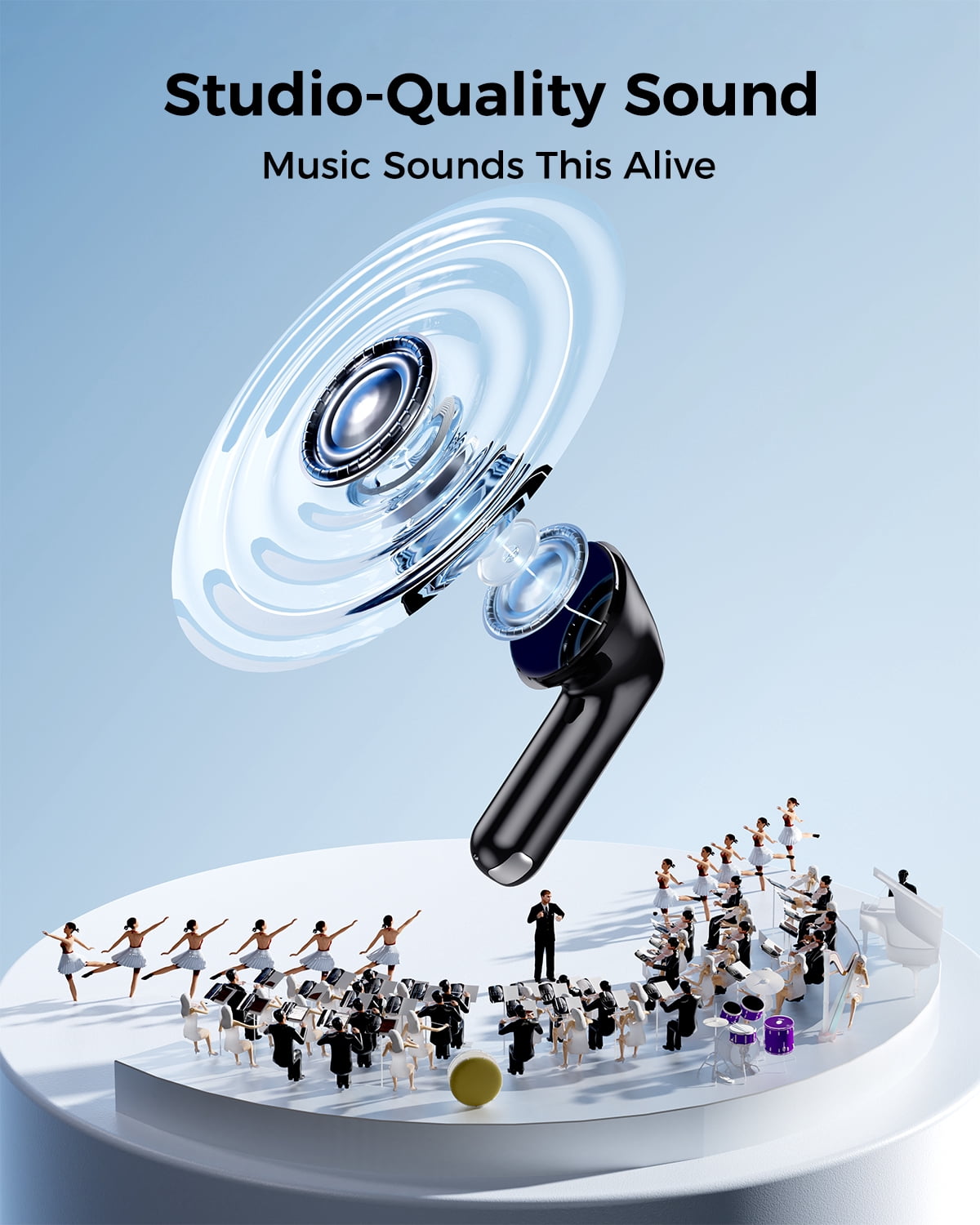 Wireless Earbuds, Bluetooth 5.4 Headphones, 60H Long Playtime, LED Digital Charging Case, IPX7 Waterproof Sports Earphones, Noise Isolation, Compatible with iPhone Android for Workout Travel