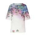thumbnail image 4 of Njoeus Plus Size Tops for Women Hawaiian Shirts for Women Linen Shirts for Women, Women's Ladies Fashion Casual Cropped 3/4 Sleeve Printing Cotton Loose Shirt Blouse Top Tee Shirts for Women Plus Size, 4 of 5