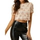 thumbnail image 1 of Camiseta corta de fiesta de manga corta con patrón metálico para mujeres INSPIRE CHIC M Rosa, 1 of 8