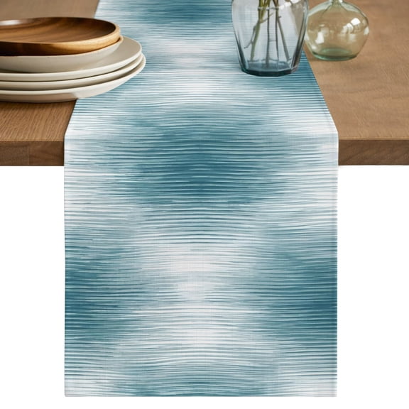 Table Runners 90 Inches Long Dress Scarves, Teal Striped Farmhouse Coffee/Dining/Kitchen Table Decor Table Runner for Living Room, Abstract Vertical Streaks Stripes 13x90 Inch