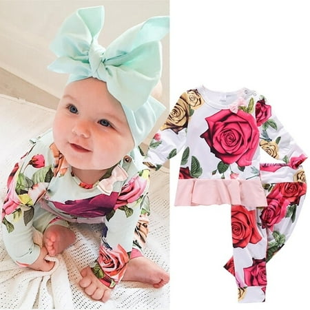 

2pcs Newborn Infant Baby Girls Clothes T-shirt Tops+Pants Leggings Outfits Set