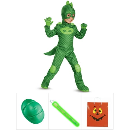 PJ Masks: Gekko Deluxe Toddler Costume, PJ Masks Gekko Power-Up Accessory, with Glow Stick and Treat Bag