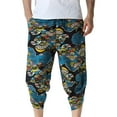 thumbnail image 2 of Lilgiuy Men Casual Fashion Floral Printing Mid Waist Capris Pants Harlan Pants for Hawaiian Beach Vacation, 2 of 5